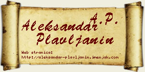 Aleksandar Plavljanin vizit kartica